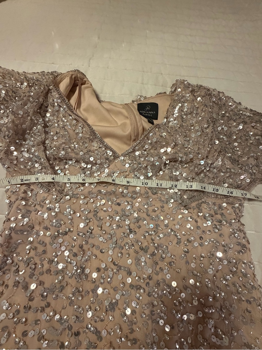 Adrianna Papell Sequin Cape/Flutter Sleeve Mini Cocktail Dress - Picture 9 of 10